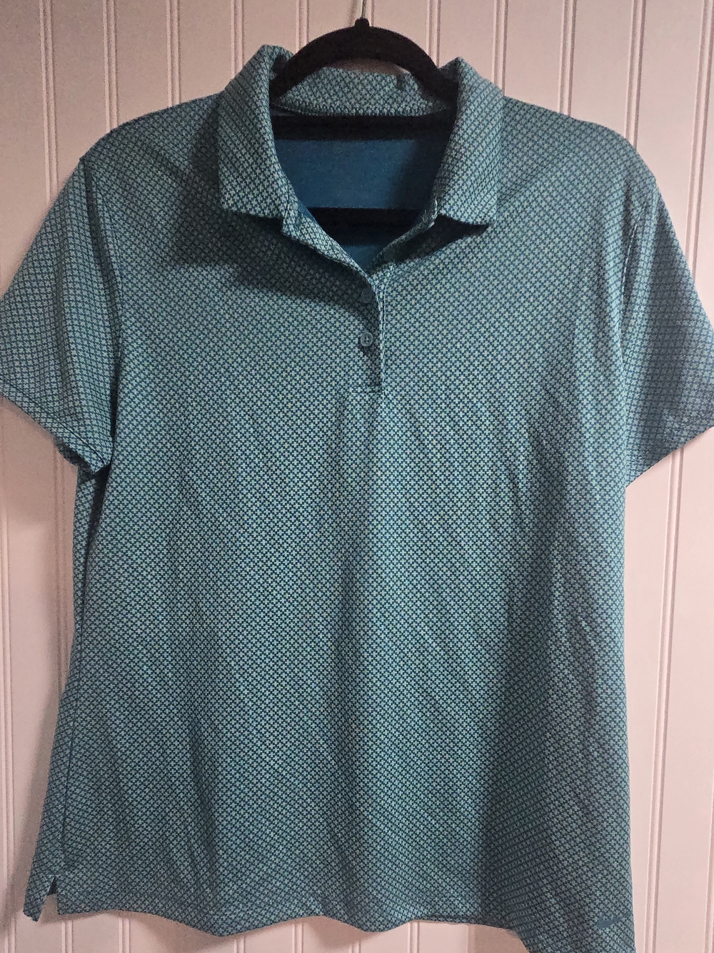 Nike Women’s Teal Short-Sleeve Polo with Micro Pattern